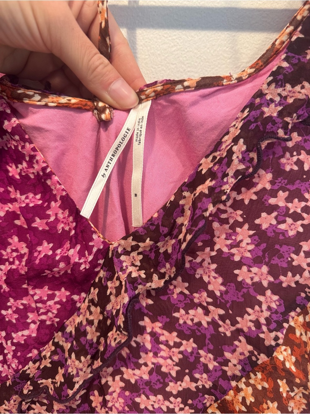 Anthropologie Floral Mini Dress in Magenta and Rust - Picture 4 of 8
